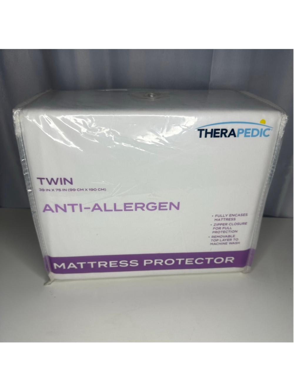 New in Package Therapedic Twin Anti-Allergen Mattress Protector Zipper White